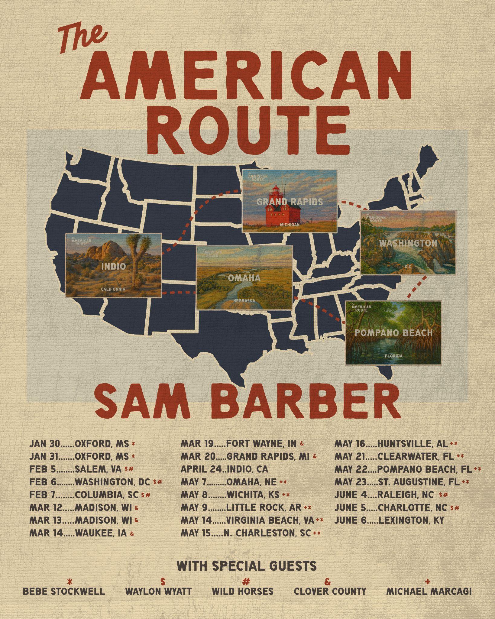 Sam Barber 2026 live concert poster